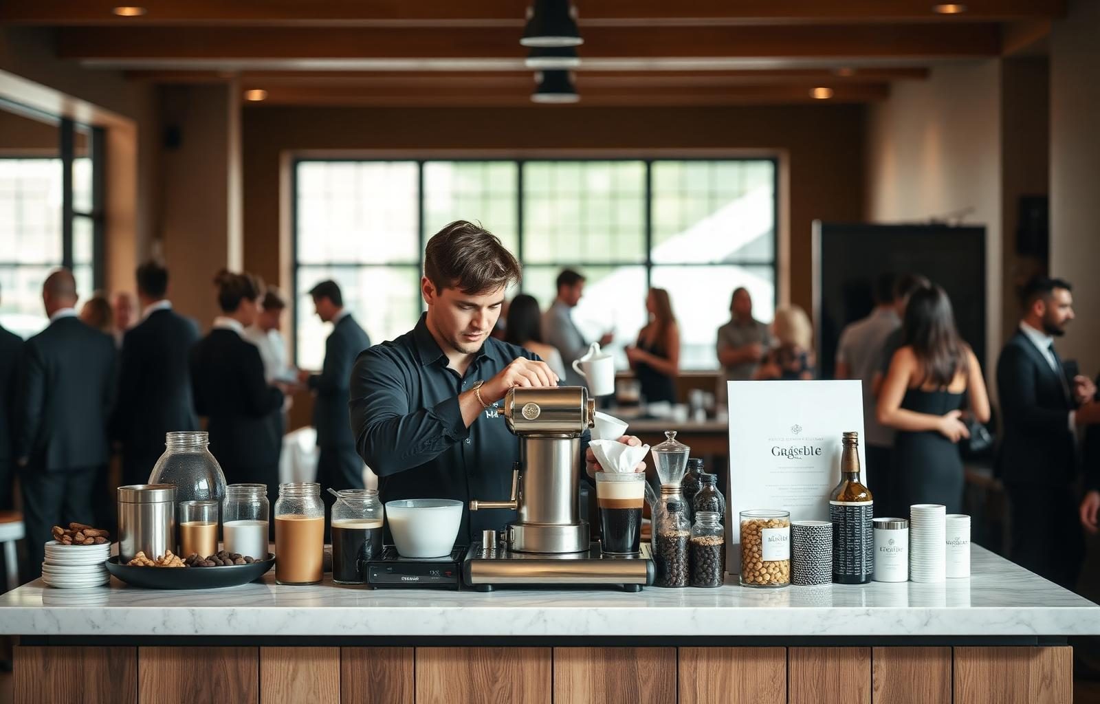 DRAFT. coffee bar at a corporate brand event